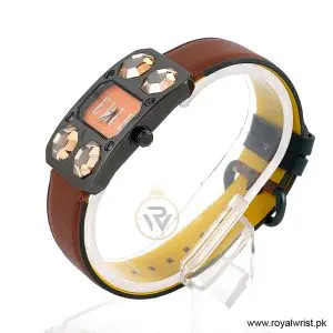 Alternative view of Elle Women’s Quartz Brown Leather Strap Peach Dial 28mm Watch EL20072S03C/1 (Like New)