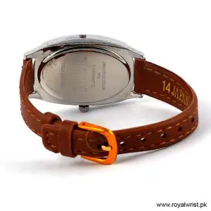Elle Women’s Quartz Brown Leather Strap Silver Dial 28mm Watch EL20005S01C (Like New) - Image 4