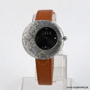 Elle Women’s Quartz Camel Brown Leather Strap Black Dial 36mm Watch EL30042S02K/1 (Like New)