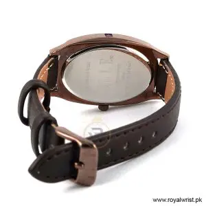 Elle Women’s Quartz Dark Brown Leather Strap Rose Gold Dial 28mm Watch EL20005S05C/2 (Like New) - Image 4