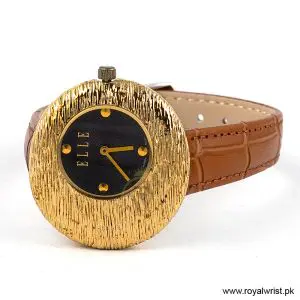 Elle Women’s Quartz Camel Brown Leather Strap Dark Brown Dial 36mm Watch EL30042S04K (Like New) - Image 3