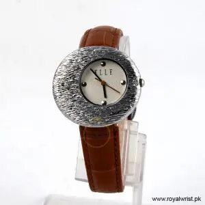 Elle Women’s Quartz Brown Leather Strap White Dial 36mm Watch EL30042S01K (Like New)