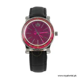 Juicy Couture Women’s Quartz Black Leather Strap Pink Dial 38mm Watch JC1900839 (Like New)