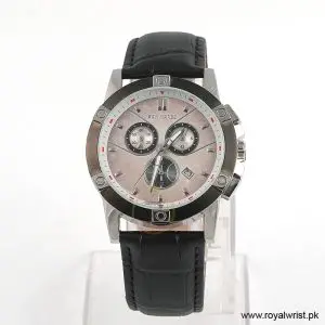 San marco Men’s Quartz Black Leather Strap Light Pink Dial 40mm Watch R6035G/4 (Like New)