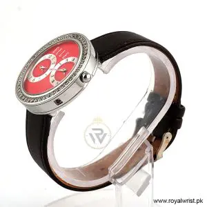 Alternative view of Elle Women’s Quartz Brown Leather Strap Red Dial 41mm Dual Time Watch EL20038S04C (Like New)