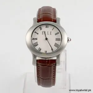 Elle Women’s Quartz Brown Leather Strap White Dial 38mm Watch EL20030S03N/4 (Like New)