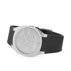 Gucci Unisex Swiss Made Quartz Black Leather Strap Silver Dial 38mm Watch YA163419 - Image 5