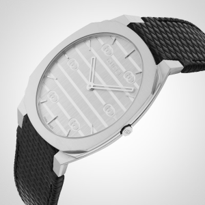 Alternative view of Gucci Unisex Swiss Made Quartz Black Leather Strap Silver Dial 38mm Watch YA163419
