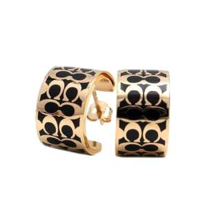 Alternative view of Coach Women’s Signature “C” Enamel Huggie Gold & Black C7770/2