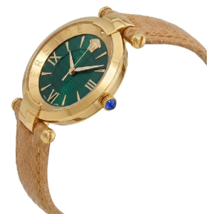 Alternative view of Versace Women Quartz Swiss Made Camel Brown Leather Strap Green Dial 35mm Watch VAI190016/D (Without Tag)