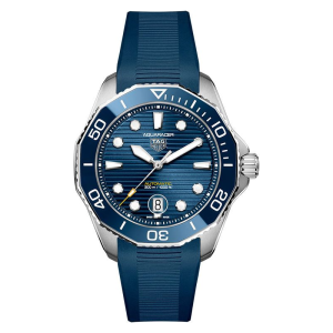 Tag Heuer Aquaracer Professional 300 Men's Swiss Made Blue Rubber Strap Blue Dial Stainless Steel Automatic 43mm Watch WBP201B.FT6198 (Factory Leftover)