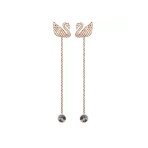 Swarovski Women's Iconic Swan Pierced Earrings Brown Rose Gold-Plated 5373164