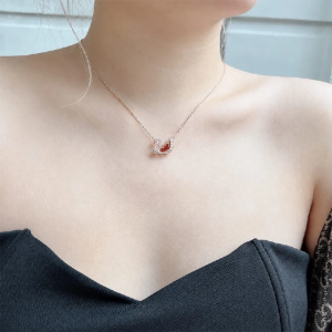 Alternative view of Swarovski Swan Women’s Red Crystal Pendant Rose Gold-Tone Plated 5614123