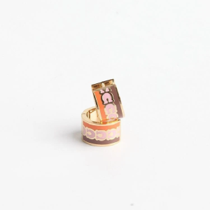 Coach Women's Signature Enamel Hoop Earrings Gold/Orange Multi C9362 - Image 3