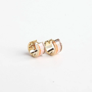 Coach Women's Signature Enamel Hoop Earrings Gold/Orange Multi C9362 - Image 4