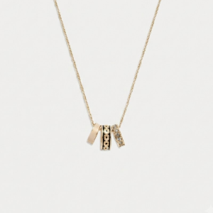 Coach Womens's Signature Enamel Necklace Gold / Black CB448