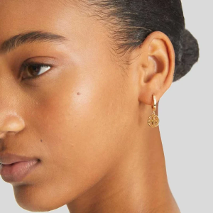 Alternative view of Tory Burch Women's Gold Icon Huggie Hoop Earrings Style 143786