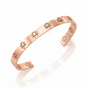 Tory Burch Women's Pierced Logo T Cuff Bangle Bracelet In Rose Gold 49410-1