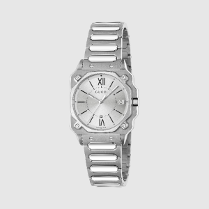 Gucci Women’s Swiss Made Quartz Silver Stainless Steel Silver Dial 30mm Watch YA166504