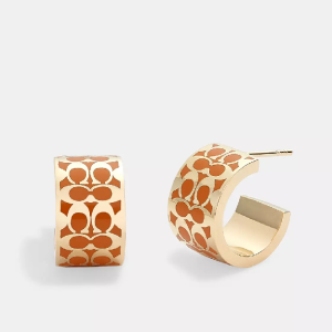 Coach Women’s Signature “C” Enamel Huggie Gold & Orange C7770/1