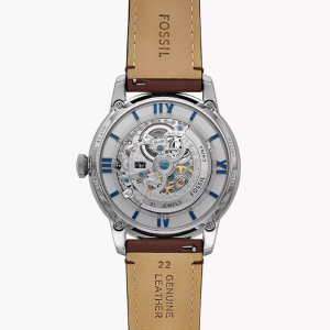 Alternative view of Fossil Men’s Townsman Automatic Brown Leather Strap Silver Skeleton Dial 44mm Watch ME3267