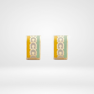 Coach Women’s Signature “C” Enamel Plated Brass Hoop Gold & Yellow Earrings C9362/1