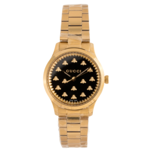 Gucci Women’s Quartz Swiss Made Gold Stainless Steel Black Dial 32mm Watch YA1265037