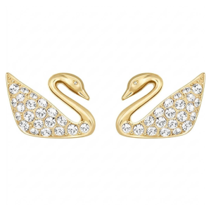 Swarovski Swan Mini Pierced Earrings Gold 5144289-1