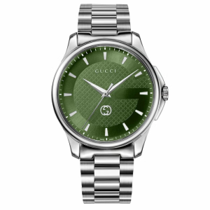Gucci Men’s Swiss Made Quartz Stainless Steel Green Dial 40mm Watch YA126369