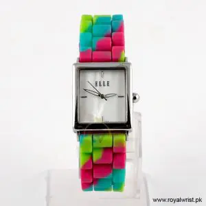Elle Women’s Quartz Multicolor Silicone Strap Mother of Pearl Dial 26mm Watch EL20026S01C/3 (Like New)
