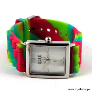 Elle Women’s Quartz Multicolor Silicone Strap Mother of Pearl Dial 26mm Watch EL20026S01C/3 (Like New) - Image 3