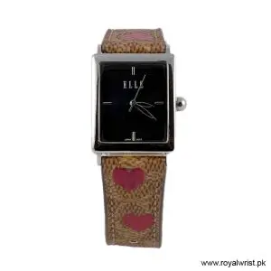 Elle Women’s Quartz Multicolor Leather Strap Black Mother Of Pearl Dial 26mm Watch EL20026S03C/2 (Like New)