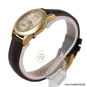 Alternative view of Elle Women’s Quartz Dark Brown Leather Strap Mother Of Pearl Dial 40mm Watch EL20049S04N/5 (Like New)