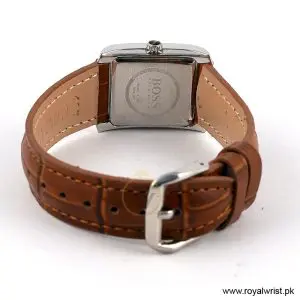 Hugo Boss Women’s Quartz Brown Leather Strap White Dial 24mm Watch 1502198/2 (Like New) - Image 3