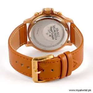Hugo Boss Men’s Quartz Brown Leather Strap Silver Sunray Dial 42mm Watch 1502214/13 (Like New) - Image 4