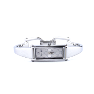 Alternative view of Gucci 1500 Series Women’s Quartz Swiss Made Stainless Steel Bangle Mother Of Pearl Dial 15mm Watch YA015563/1 (Like New)