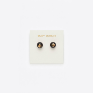 Tory Burch Black Moondance Logo Stud Earrings TB8564 (Like New)