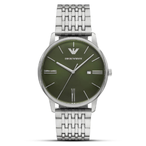 Emporio Armani Men’s Quartz Silver Stainless Steel Green Dial 42mm Watch AR11644