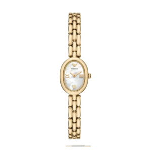 Emporio Armani Women’s Quartz Gold Stainless Steel Mother of Pearl Oval Dial 24mm Watch AR11721