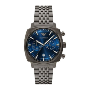 Emporio Armani Men’s Quartz Gray Stainless Steel Blue Dial 40mm Chronograph Watch AR11726