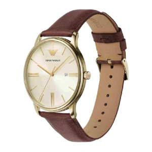 Alternative view of Emporio Armani Men’s Quartz Gold Stainless Steel Champagne Dial 42mm Brown Leather Watch AR11610