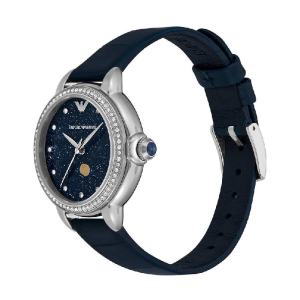 Alternative view of Emporio Armani Women’s Quartz Silver Stainless Steel Blue Moonphase Dial 32mm Blue Leather Watch AR11629