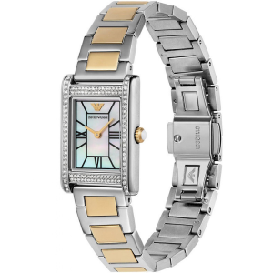 Alternative view of Emporio Armani Women’s Quartz Two-Tone Stainless Steel Mother of Pearl Rectangular 22×32mm Watch AR11642