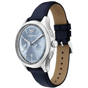 Alternative view of Emporio Armani Men’s Quartz Silver Stainless Steel Blue Dial 42mm Chronograph Blue Leather Watch AR11747