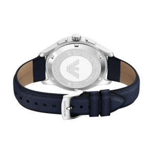 Emporio Armani Men’s Quartz Silver Stainless Steel Blue Dial 42mm Chronograph Blue Leather Watch AR11747 - Image 3