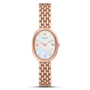 Emporio Armani Women’s Quartz Rose Gold Stainless Steel Mother of Pearl Oval 34mm Watch AR11775