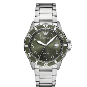 Emporio Armani Men’s Quartz Silver Stainless Steel Green Dial 41mm Watch AR80072