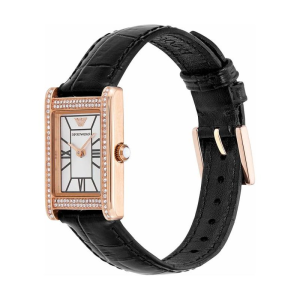 Alternative view of Emporio Armani Women’s Quartz Rose Gold Stainless Steel Silver Dial 32mm Black Leather Watch AR11624