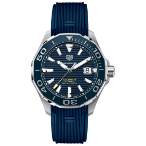 Tag Heuer Aquaracer Men’s Automatic Swiss Made Blue Silicone Strap Blue Dial 43mm Watch WAY201B.FT6150 (Factory Leftover)
