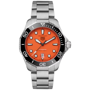 Tag Heuer Aquaracer Men's Automatic Swiss Made Silver Stainless Steel Orange Dial 43mm Watch WBP201F.BA0632 (Factory Leftover)